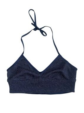 Aerie Navy Sparkly Ribbed Halter Bralette Crop Top Women’s‎ Small